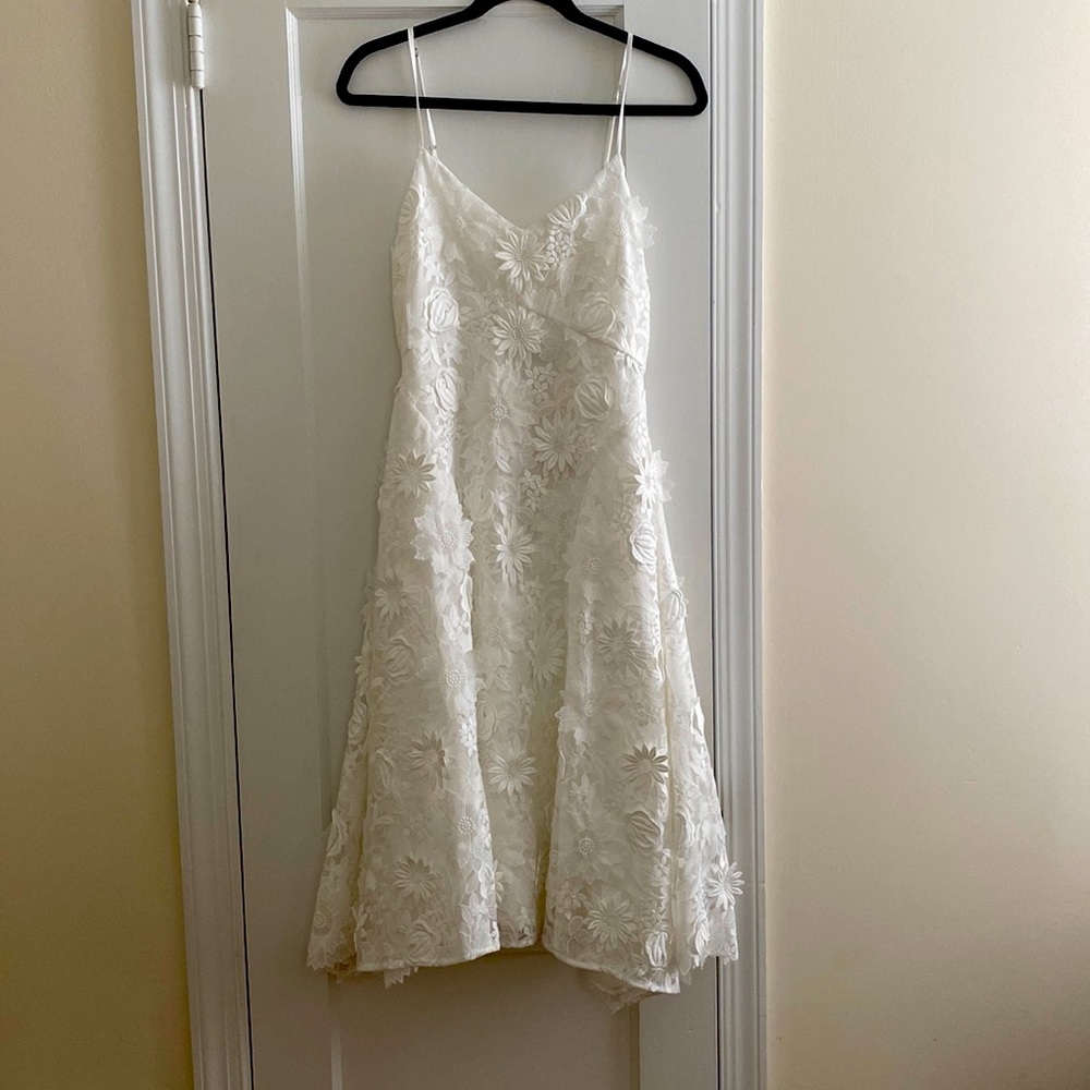 Mestiza NY white 3D lace dress. New with tags. Great rehearsal dinner dress